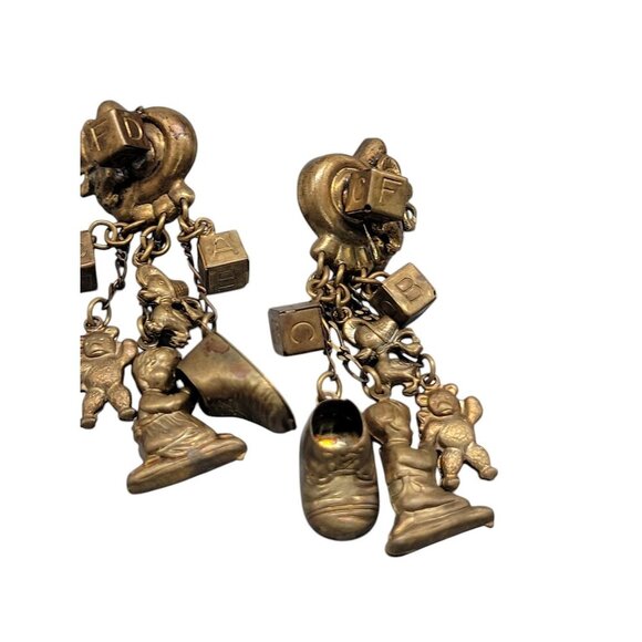 Childhood Charm Dangle Earrings Blocks Bears Baby Shoe & More Unique Design - Picture 16 of 16